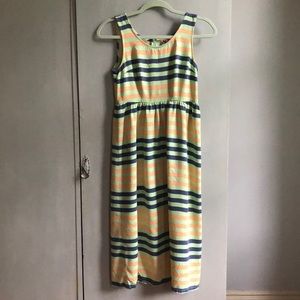 Anthropologie Green, Navy Blue & Peach Maxi Dress